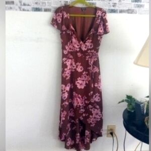 Lily Rose Pink and Brown Floral High Low Dress